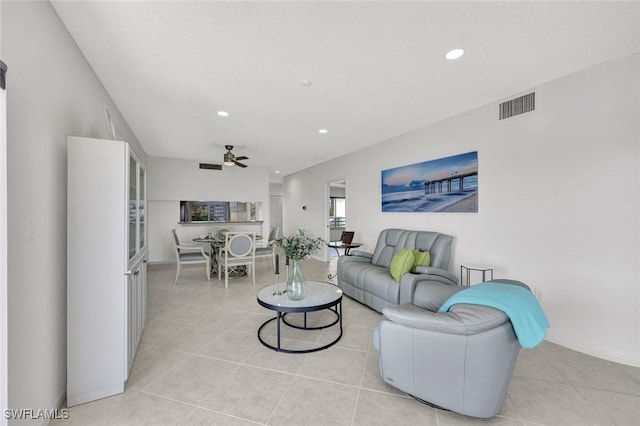 255 Park Shore Dr Unit 3-341, Naples, FL 34103 - living area featuring ceiling fan, light tile patterned flooring, recessed lighting, and baseboards