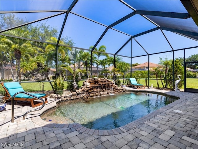 13708 Collina Ct, Estero, FL 33928 - outdoor pool featuring a patio area and glass enclosure