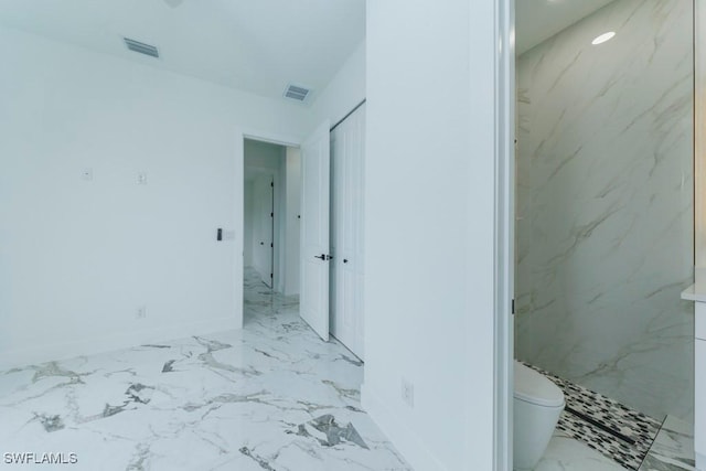341 NE 31st Ter, Cape Coral, FL 33909 - full bath with marble finish flooring, toilet, baseboards, and a marble finish shower