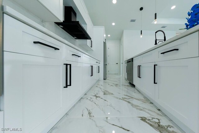 341 NE 31st Ter, Cape Coral, FL 33909 - hall featuring light marble finish flooring, recessed lighting, and a sink