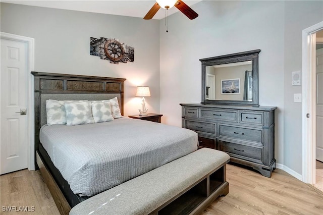 2128 SW 8th Ct, Cape Coral, FL 33991 - bedroom featuring light wood finished floors, baseboards, and a ceiling fan