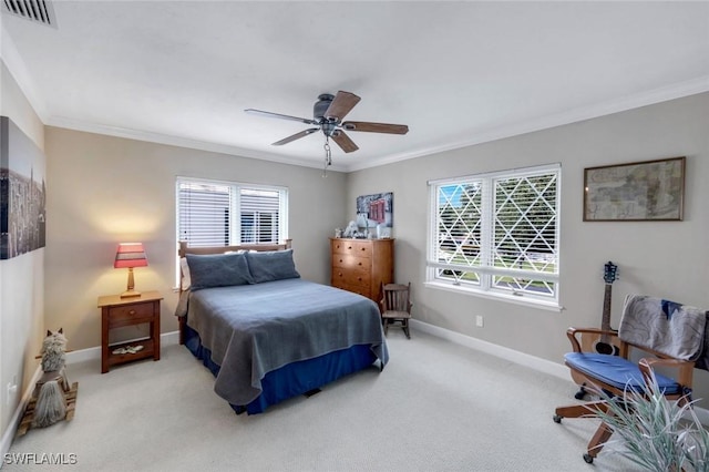 240 Palm River Blvd Unit C202, Naples, FL 34110 - bedroom featuring crown molding, baseboards, carpet floors, and a ceiling fan
