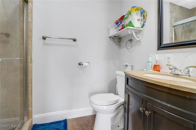 4617 Lombardy Ln, Naples, FL 34112 - full bathroom featuring toilet, a shower stall, tile patterned floors, vanity, and baseboards