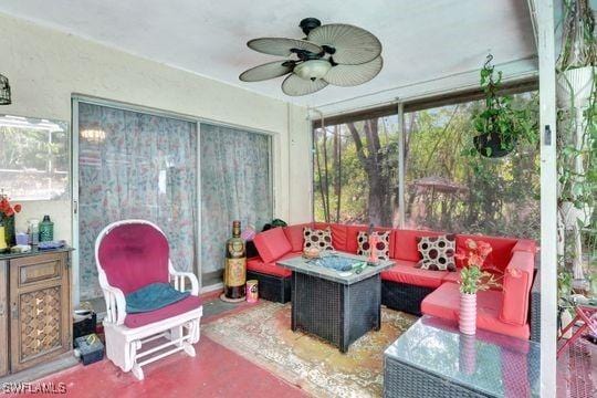 5251 Boxwood Way, Naples, FL 34116 - sunroom / solarium featuring an outdoor hangout area and ceiling fan