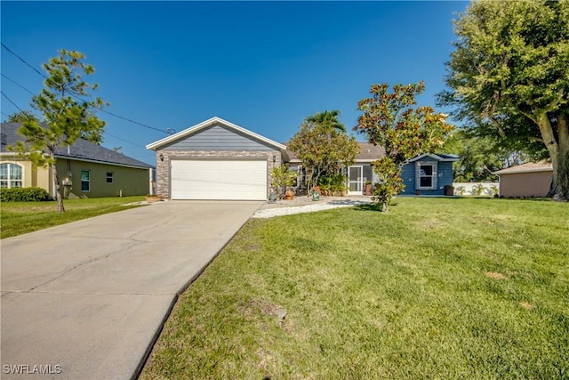 2532 SW 12th Pl, Cape Coral, FL 33914 - ranch-style house with driveway, a front yard, and a garage