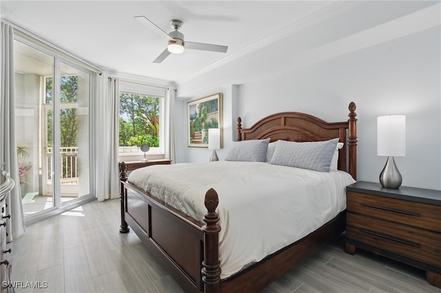2728 Tiburon Blvd E Unit A104, Naples, FL 34109 - bedroom featuring access to outside, ornamental molding, and ceiling fan