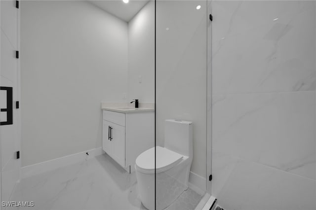 373 El Dorado Blvd S, Cape Coral, FL 33991 - bathroom with marble look tile flooring, vanity, toilet, and baseboards