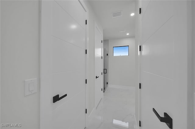 373 El Dorado Blvd S, Cape Coral, FL 33991 - hall featuring light marble finish flooring, baseboards, and recessed lighting