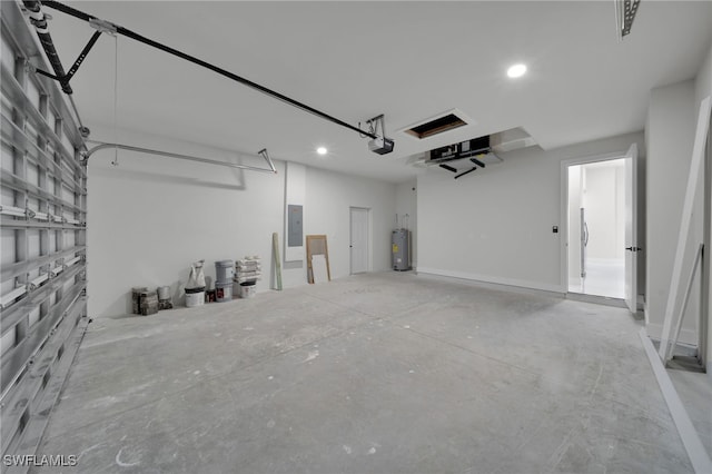 373 El Dorado Blvd S, Cape Coral, FL 33991 - garage with water heater, a garage door opener, recessed lighting, and electric panel