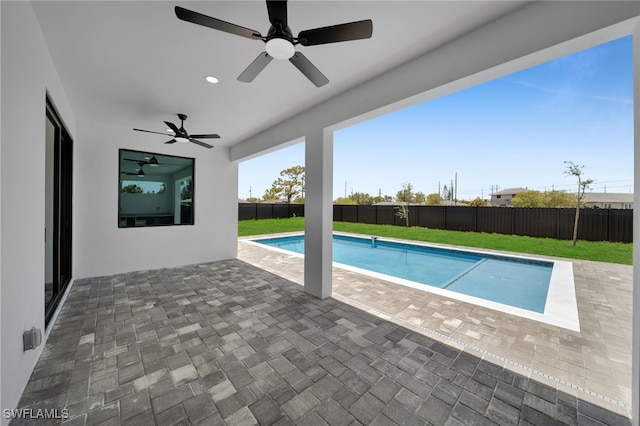 373 El Dorado Blvd S, Cape Coral, FL 33991 - view of pool featuring a ceiling fan and a patio area