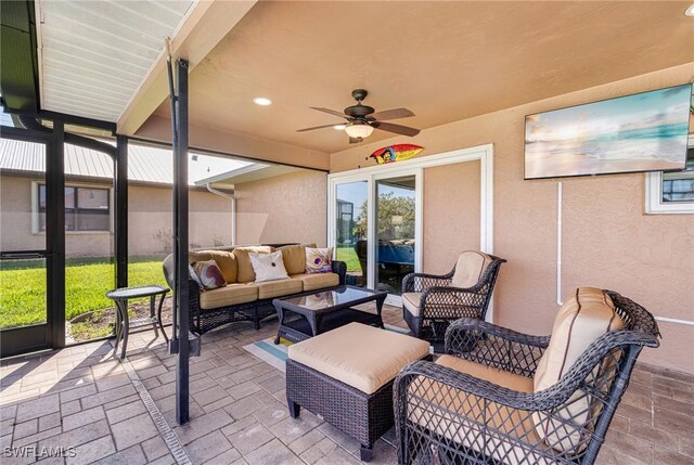 305 SW 8th St, Cape Coral, FL 33991 - sunroom / solarium with ceiling fan and an outdoor hangout area