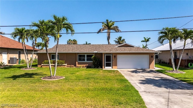 305 SW 8th St, Cape Coral, FL 33991 - ranch-style house featuring stucco siding, a garage, driveway, and a front lawn