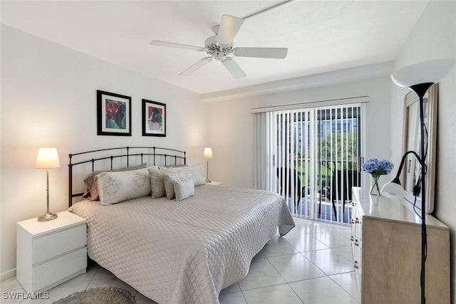 129 S Collier Blvd Unit B-206, Marco Island, FL 34145 - bedroom featuring light tile patterned floors, access to exterior, a ceiling fan, and baseboards