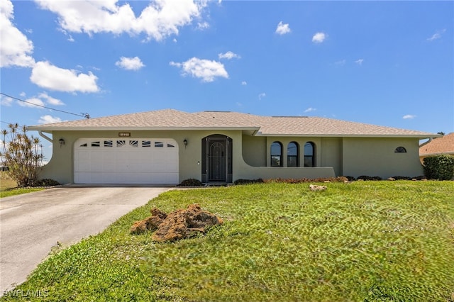132 SW 34th Ln, Cape Coral, FL 33914 - ranch-style home with stucco siding, a garage, and concrete driveway