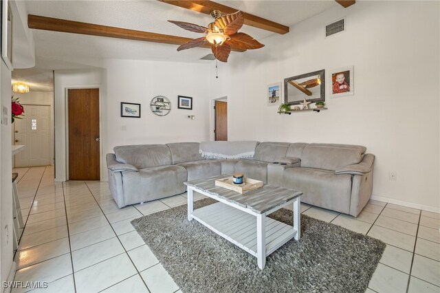 132 SW 34th Ln, Cape Coral, FL 33914 - living room featuring a ceiling fan and light tile patterned floors