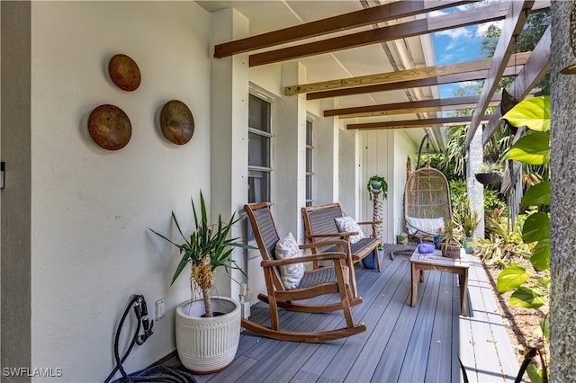5692 Eichen Cir W, Fort Myers, FL 33919 - wooden terrace with a pergola