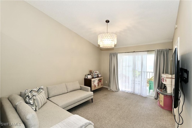 161 Wading Bird Cir Unit L202, Naples, FL 34110 - carpeted living room with a chandelier and baseboards