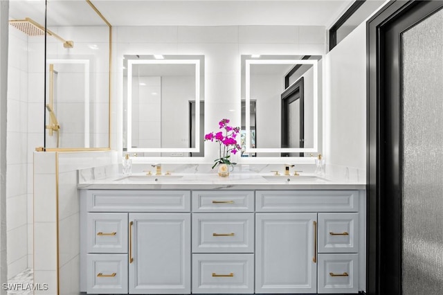 6212 Cocos Dr, Fort Myers, FL 33908 - bathroom featuring walk in shower and double vanity