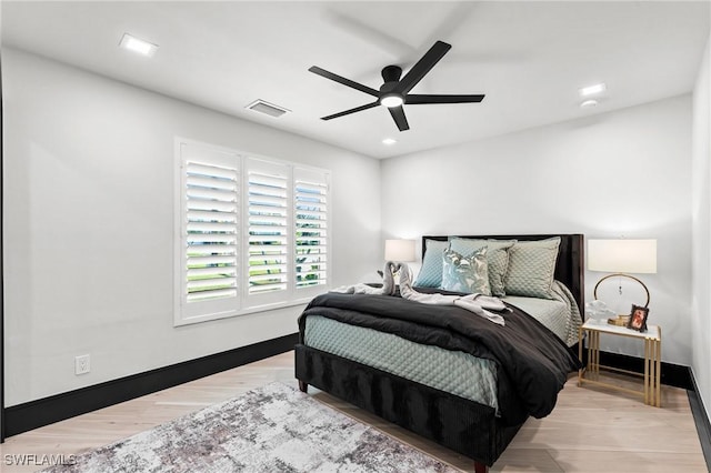 6212 Cocos Dr, Fort Myers, FL 33908 - bedroom with wood finished floors, ceiling fan, baseboards, and recessed lighting