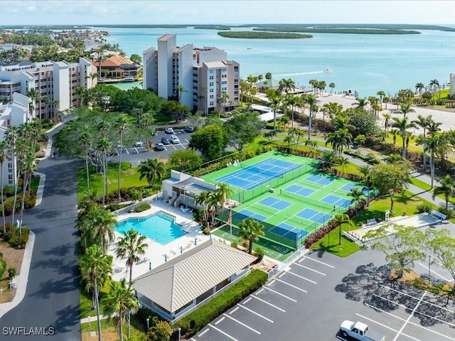 901 Collier Ct Unit 5-205, Marco Island, FL 34145 - aerial view of a pool area and a nearby body of water