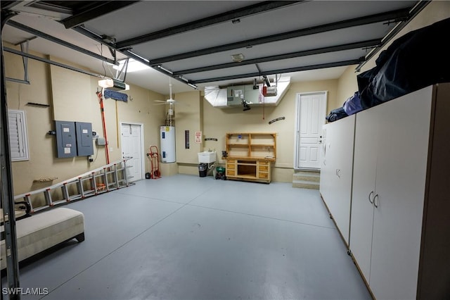 4013 Bastia Ct, Punta Gorda, FL 33950 - garage with electric water heater, a garage door opener, and electric panel