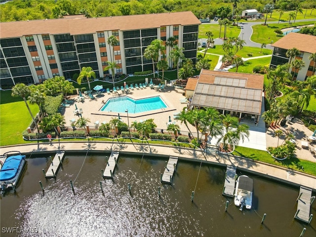 16000 Bay Pointe Blvd Unit 307, North Fort Myers, FL 33917 - aerial view of a pool and a large body of water