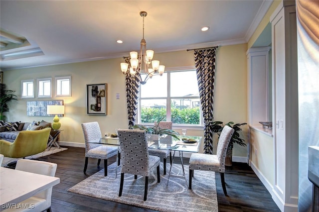 8881 Yucatan Ct, Naples, FL 34112 - dining area with crown molding, a chandelier, recessed lighting, baseboards, and healthy amount of natural light