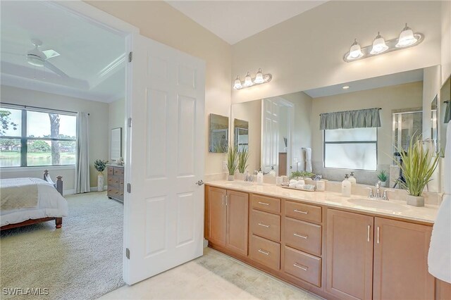 12490 Kentwood Ave, Fort Myers, FL 33913 - full bath featuring a ceiling fan, double vanity, ensuite bath, and a shower with shower door