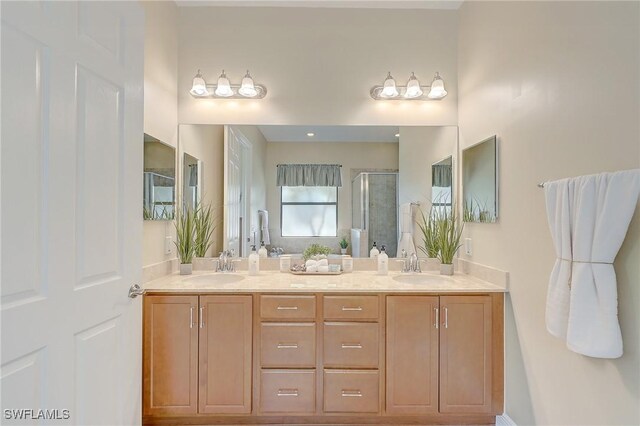 12490 Kentwood Ave, Fort Myers, FL 33913 - full bathroom featuring a stall shower and double vanity