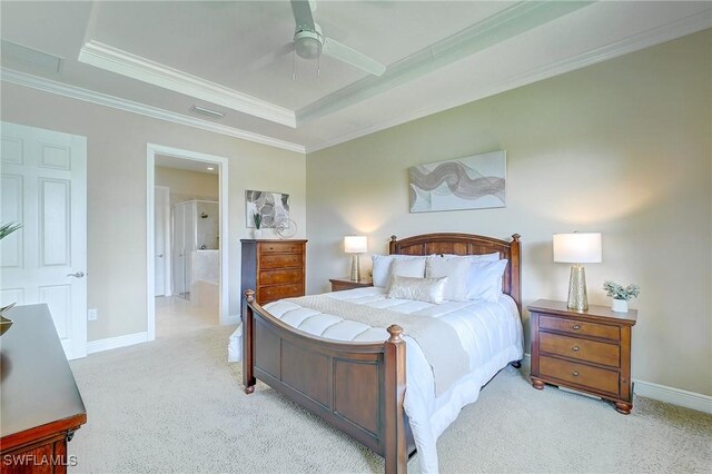 12490 Kentwood Ave, Fort Myers, FL 33913 - bedroom with carpet floors, a tray ceiling, ornamental molding, and baseboards