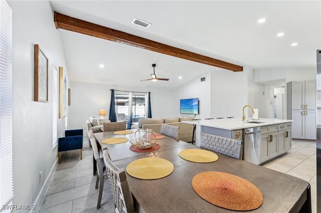 17365 Butler Rd, Fort Myers, FL 33967 - dining area featuring a ceiling fan, light tile patterned floors, recessed lighting, and baseboards