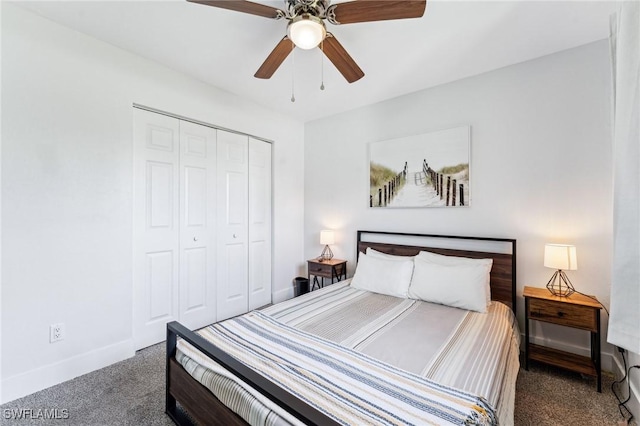 17365 Butler Rd, Fort Myers, FL 33967 - carpeted bedroom featuring baseboards, a closet, and a ceiling fan