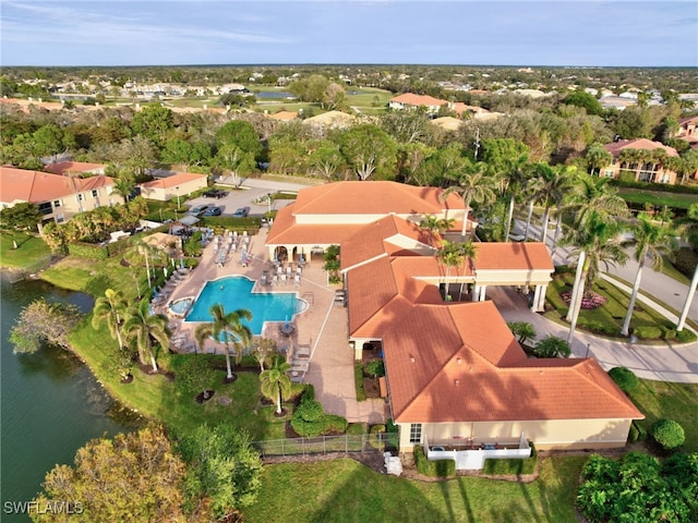6670 Huntington Lakes Cir Unit 104, Naples, FL 34119 - aerial perspective of suburban area featuring a nearby body of water and a pool