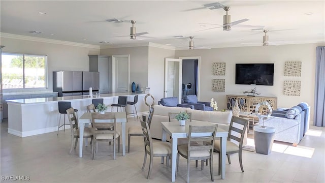 986 Enbrook Loop, Naples, FL 34114 - dining area featuring ceiling fan and crown molding