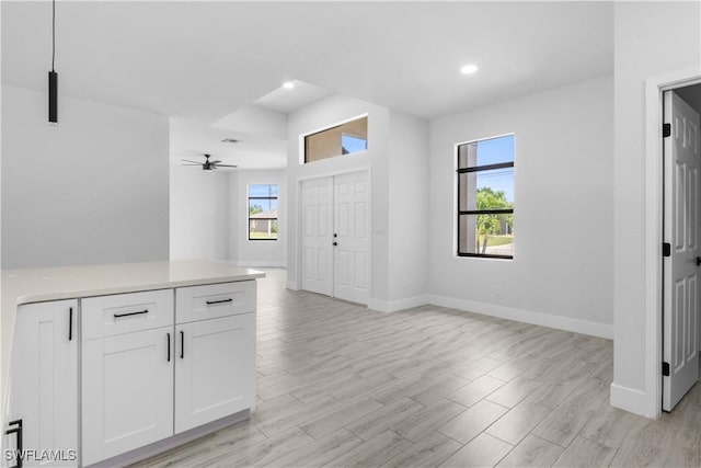 2208 SW 12th Ln, Cape Coral, FL 33991 - entryway featuring baseboards, a ceiling fan, recessed lighting, and light wood-type flooring