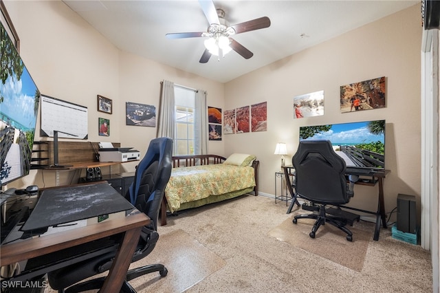 14746 Calusa Palms Dr Unit 102, Fort Myers, FL 33919 - bedroom with carpet, a desk, baseboards, and ceiling fan