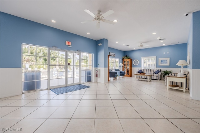 14746 Calusa Palms Dr Unit 102, Fort Myers, FL 33919 - common area featuring a wainscoted wall and recessed lighting