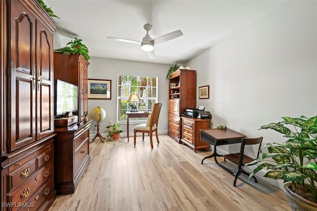 10016 Majestic Ave, Fort Myers, FL 33913 - office space featuring a ceiling fan, light wood finished floors, and baseboards