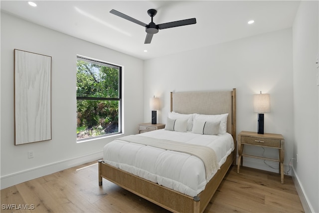 24721 Bay Bean Ct, Bonita Springs, FL 34134 - bedroom with wood finished floors, recessed lighting, baseboards, and ceiling fan