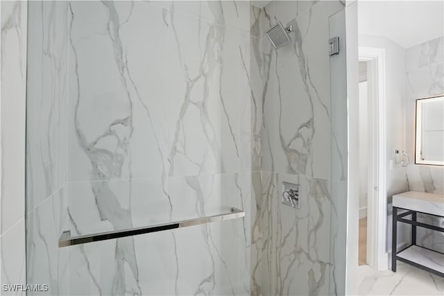 24721 Bay Bean Ct, Bonita Springs, FL 34134 - bathroom featuring a marble finish shower and vanity