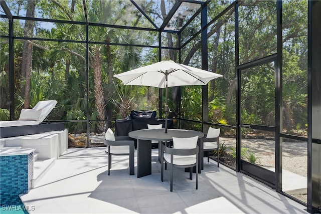 24721 Bay Bean Ct, Bonita Springs, FL 34134 - sunroom / solarium featuring outdoor dining space