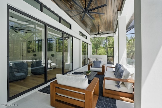 24721 Bay Bean Ct, Bonita Springs, FL 34134 - sunroom / solarium featuring ceiling fan and outdoor lounge area