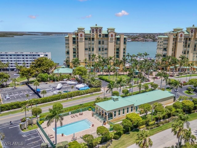 1079 Bald Eagle Dr Unit N604, Marco Island, FL 34145 - drone / aerial view of a large body of water and a pool area