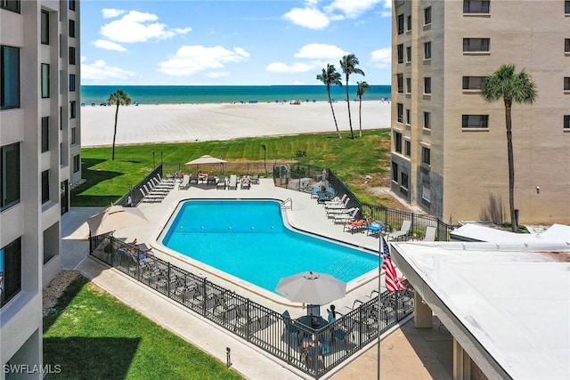 6672 Estero Blvd Unit A207, Fort Myers Beach, FL 33931 - community pool with view of water and beach and a patio