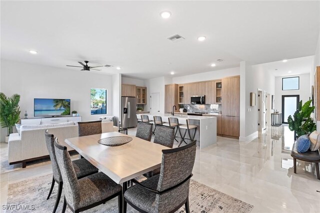 1917 NW 24th Ave, Cape Coral, FL 33993 - dining room with recessed lighting, ceiling fan, and baseboards