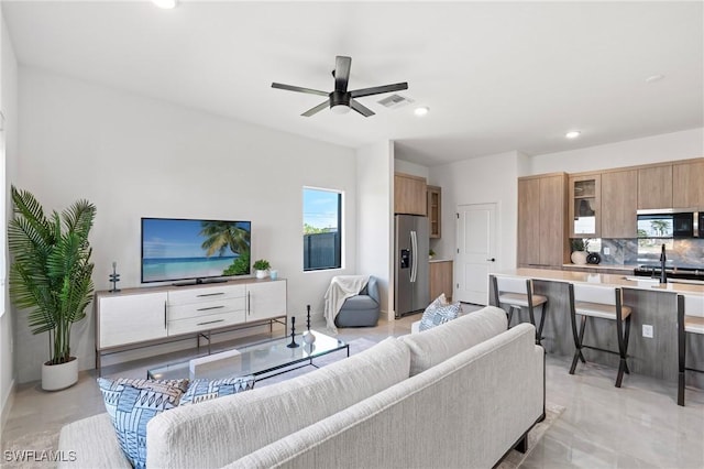 2308 NW 5th St, Cape Coral, FL 33993 - living room with recessed lighting and a ceiling fan
