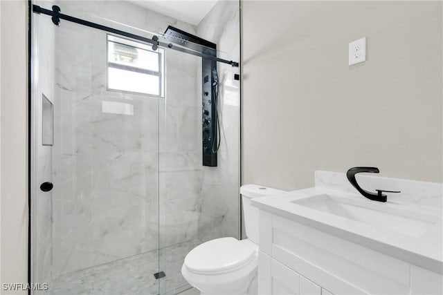 290731 St St W, Lehigh Acres, FL 33971 - full bathroom featuring a marble finish shower, toilet, and vanity