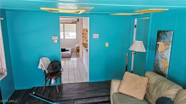 27625 Michigan St, Bonita Springs, FL 34135 - living room featuring attic access and wood finished floors
