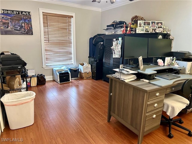 352 Paisley Ave, Lehigh Acres, FL 33974 - office space featuring crown molding and wood finished floors