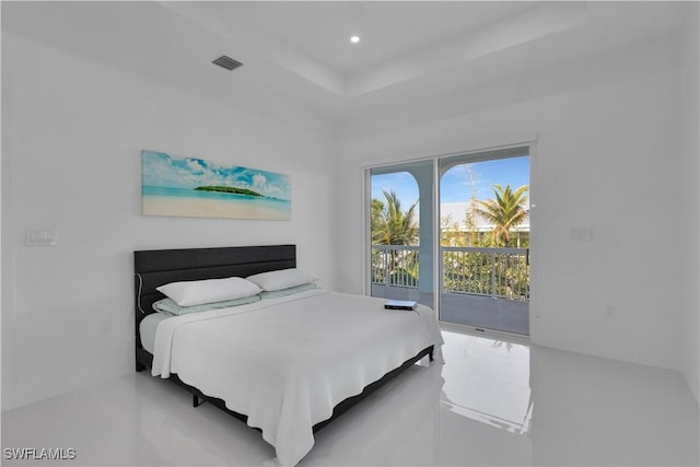 518 Avenida Primiceria, Marathon, FL 33050 - bedroom featuring access to exterior, a raised ceiling, recessed lighting, and baseboards